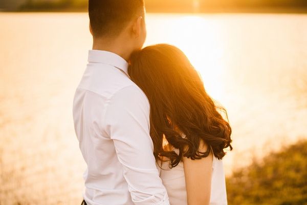 a couple looking at a view