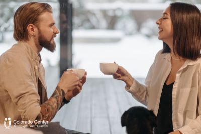 couples talking and having coffee